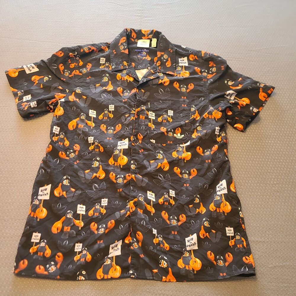 Adidas x Philip Colbert  PRIMEGREEN Save The Lobster Button Down Shirt Size M
